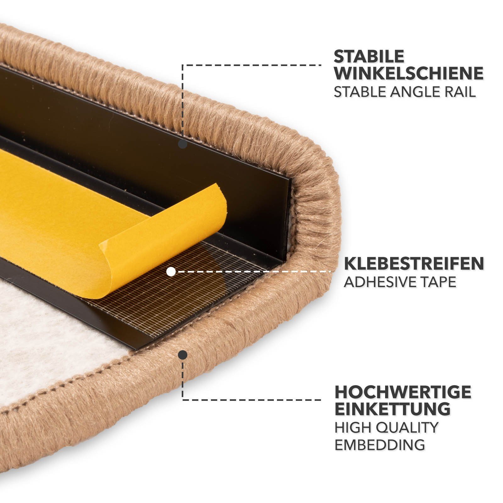 Stufenmatte Alto, Halbrund oder Rechteckig, Karat, Halbrund, gekettelt, strapazierfähig