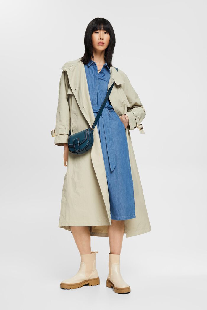 Midikleid aus Baumwoll-Denim mit Bindegürtel