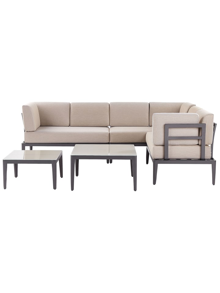 Beliani Lounge Set RIMA III in Grau/Beige - (W) 240 x (H) 85 x (L) 190 cm günstig kaufen onesize