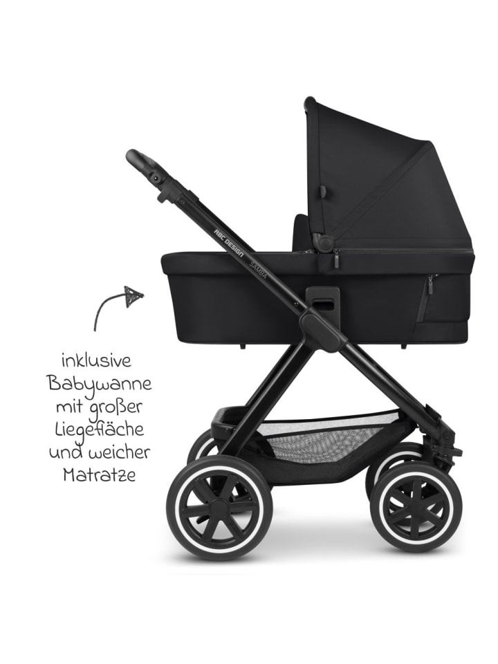 ABC-Design 3in1 Kinderwagen-Set Samba - inkl. Babywanne, in schwarz günstig kaufen onesize
