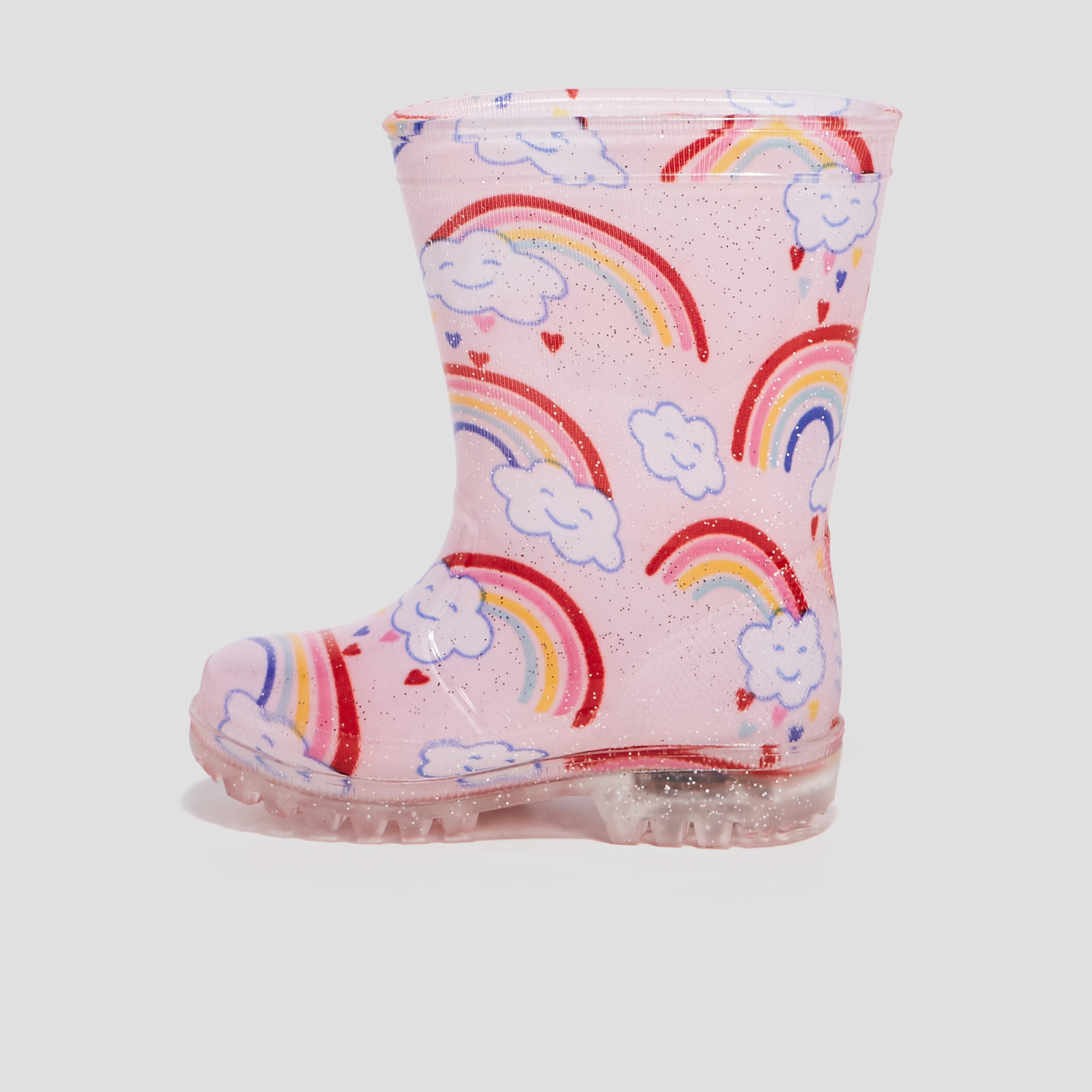 Bottes de pluie semelle lumineuse rose bébé fille | La Halle