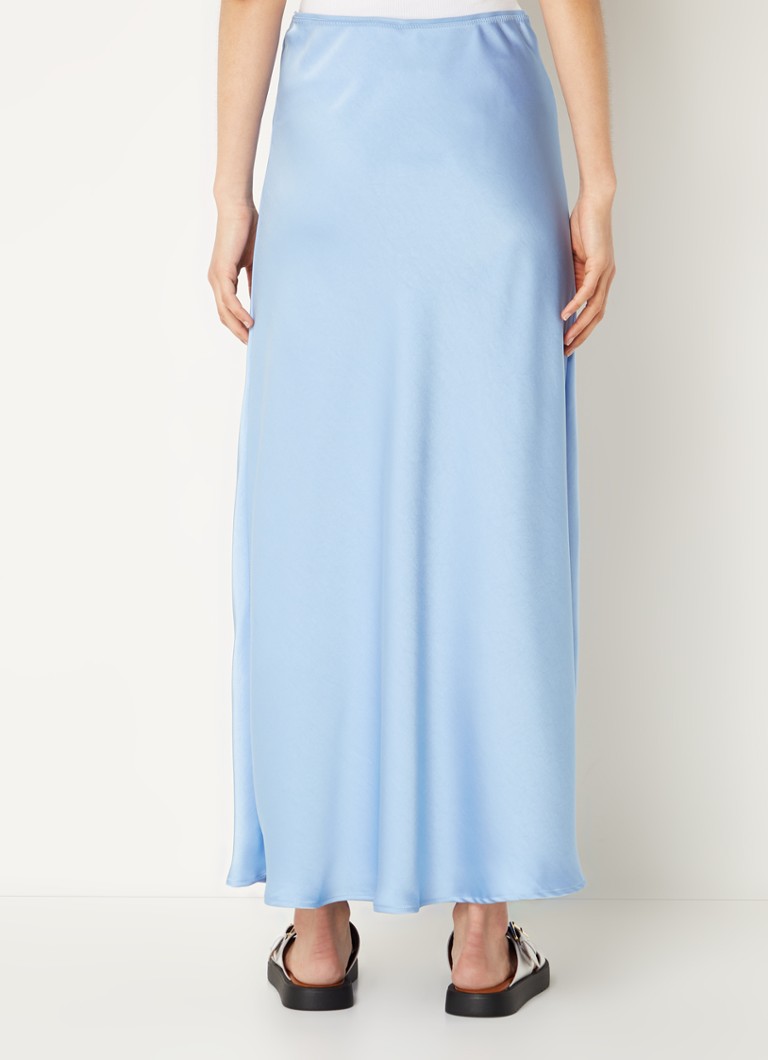 Fustă maxi din satin negru Vicky Neo