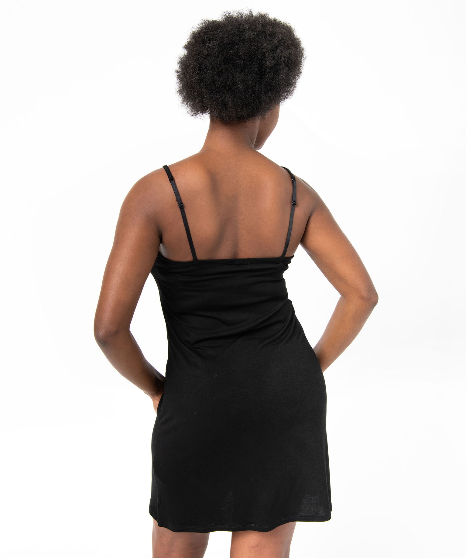 Nuisette femme extensible avec col V dentelle et fines brete... noir | GEMO