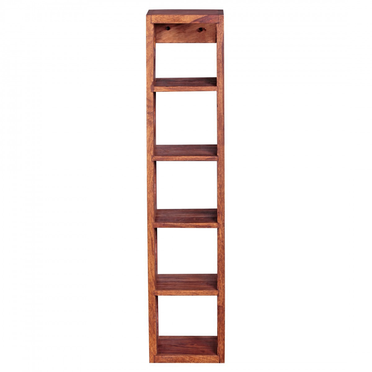 Wohnling Weinregal Massiv-Holz Sheesham Flaschen-Regal Wandmontage für 5 Flaschen Holzregal modern mit Ablage 70 cm