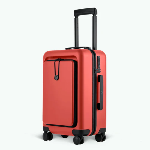 LHR 4-wheel hard-shell suitcase with plain orange pouch