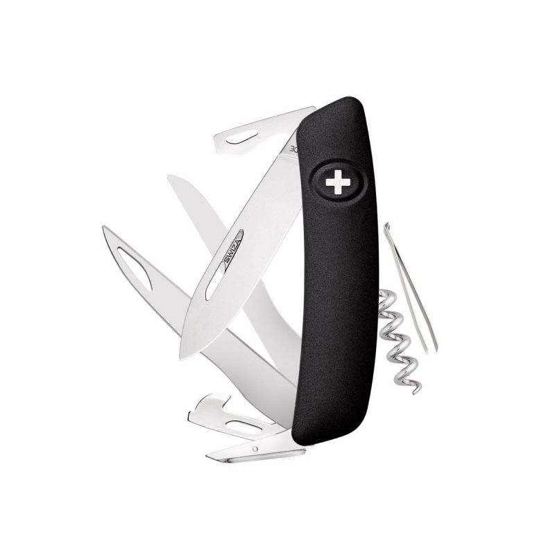 Swiza D07 Black, Schweizer Taschenmesser mit Schere Made in Swiss