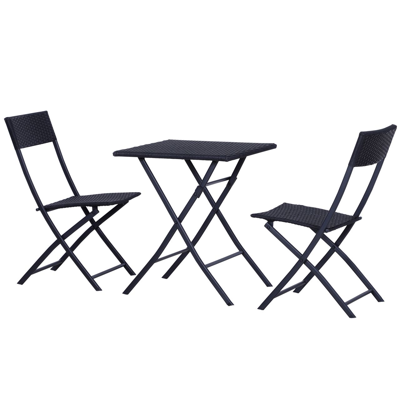 Outsunny Bistroset Polyrattan 3tlg. Sitzgruppe Essgruppe Gartenmöbel Garnitur