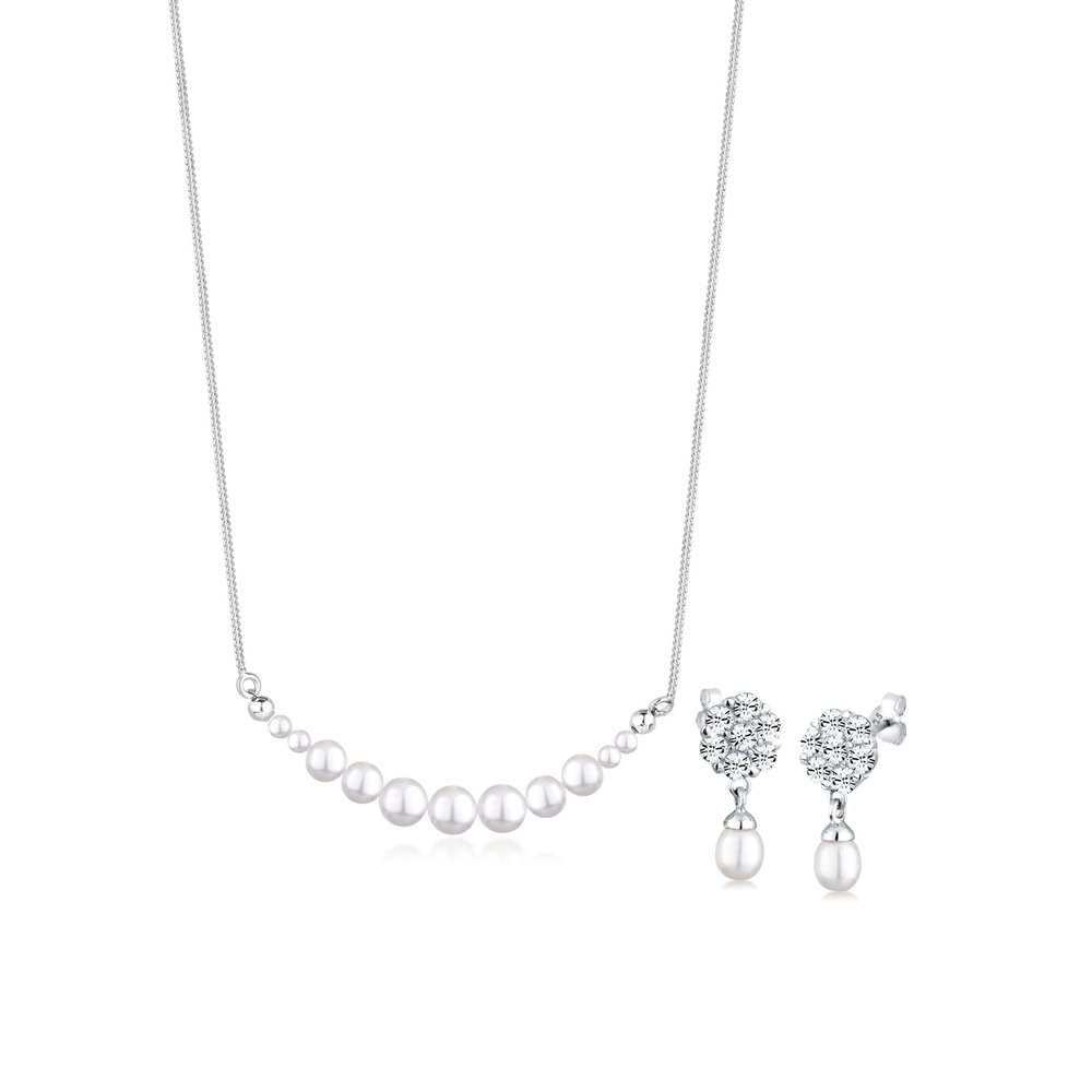 Elli PREMIUM Elli PREMIUM Ensemble de Bijoux Femme Ensemble Classique avec Cristaux en Argent  Bijoux