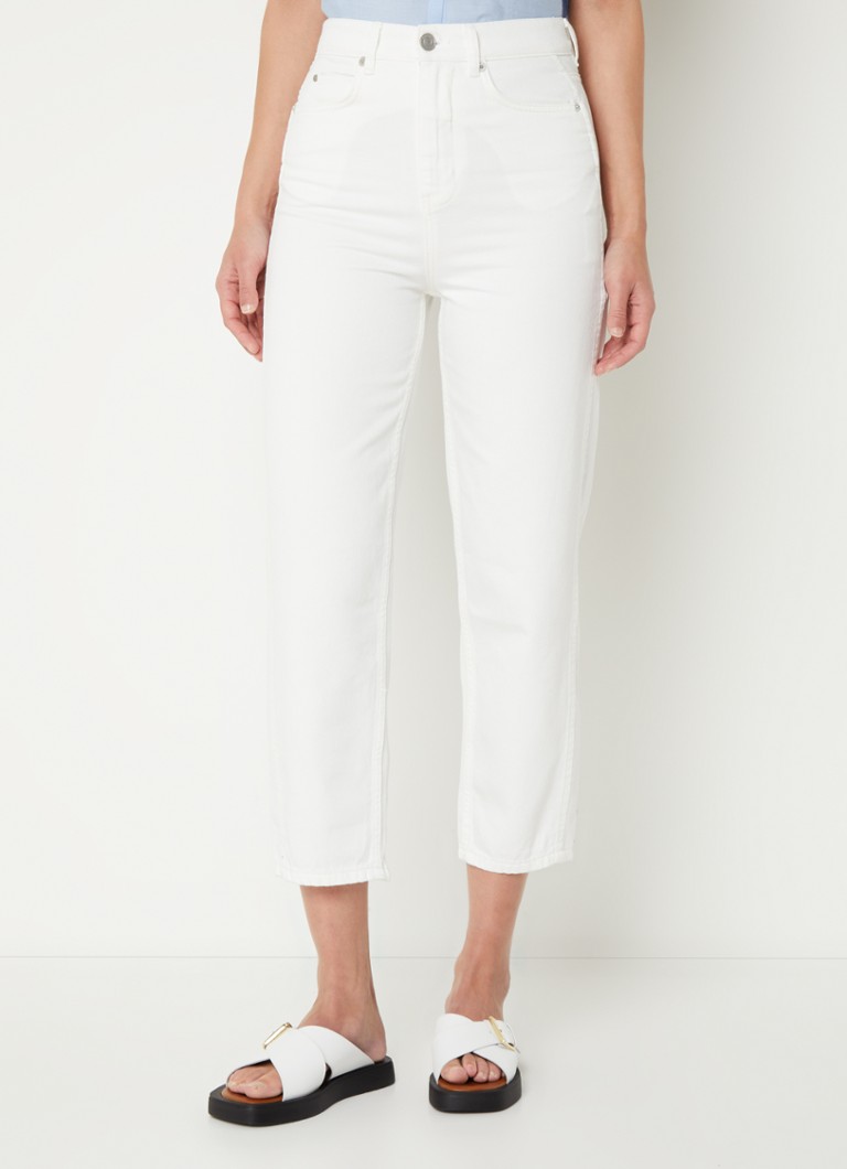 Calça jeans cropped de cintura alta e modelagem afunilada com lavagem colorida da Whistles