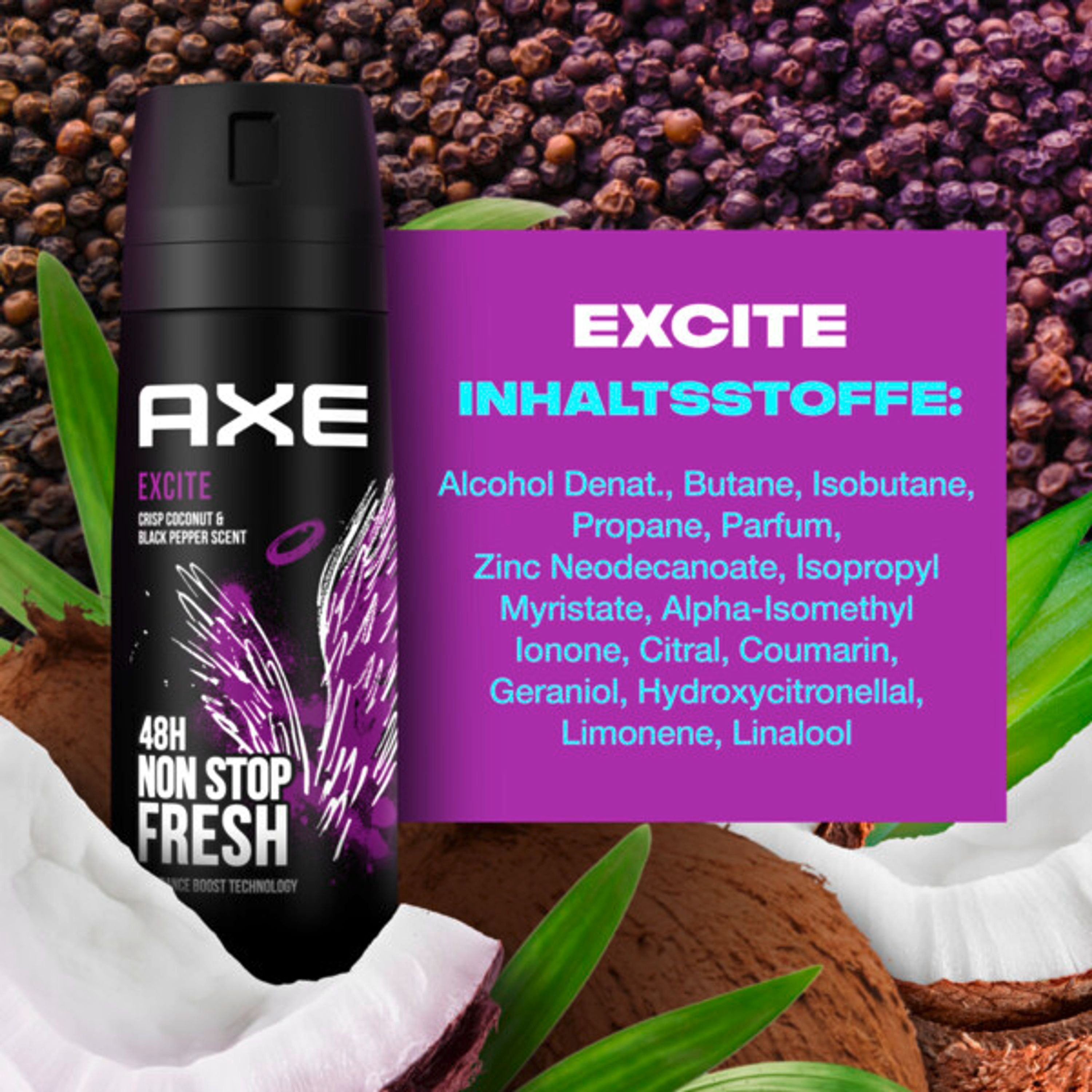axe Deo-Set AXE Bodyspray Excite 6x 150ml Deospray Deodorant