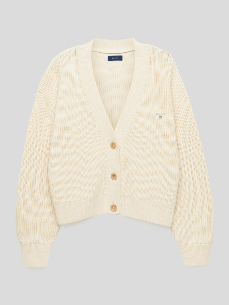Strickjacke mit Label-Stitching in offwhite