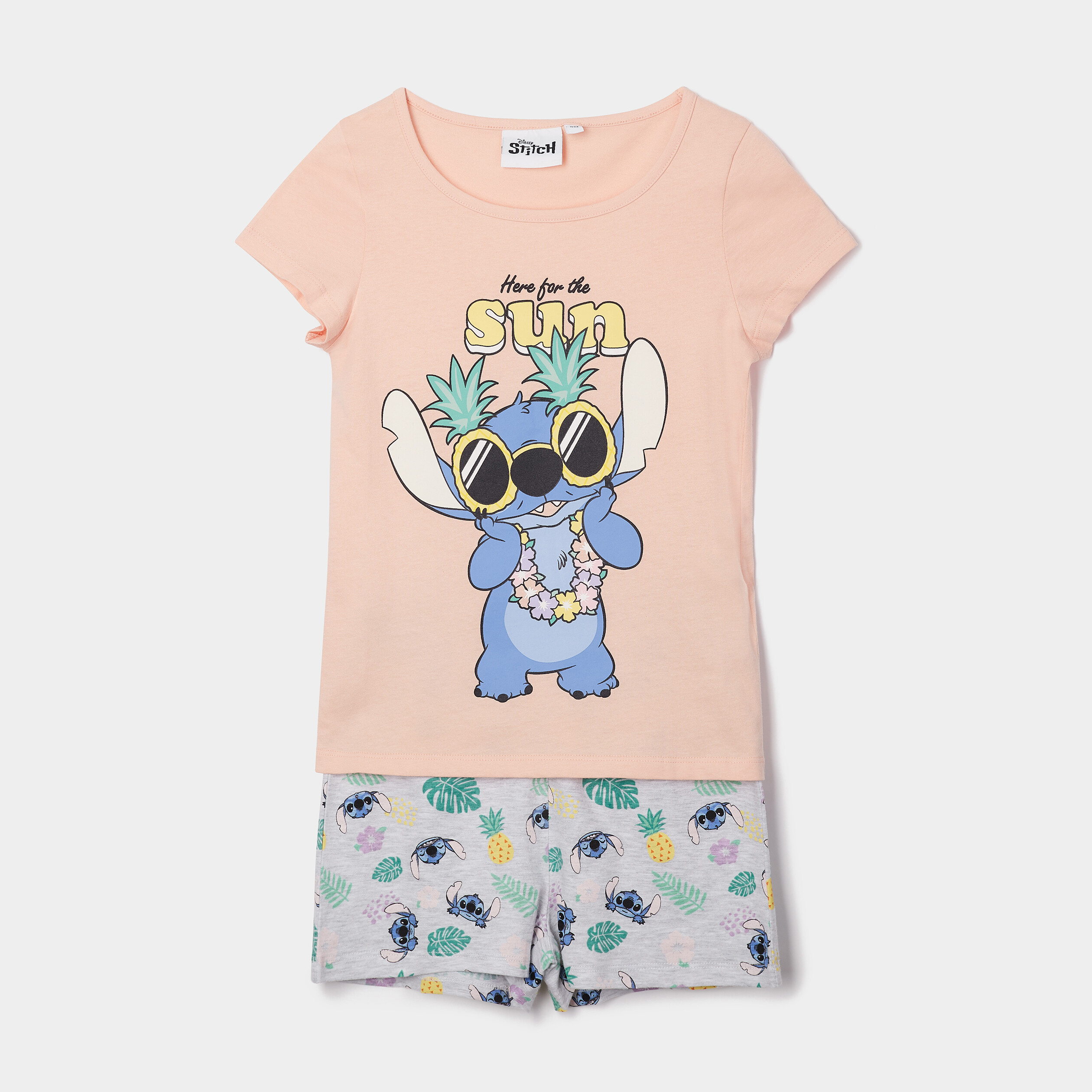 Ensemble pyjama 2 pièces Lilo et Stitch orange fluo fille | La Halle