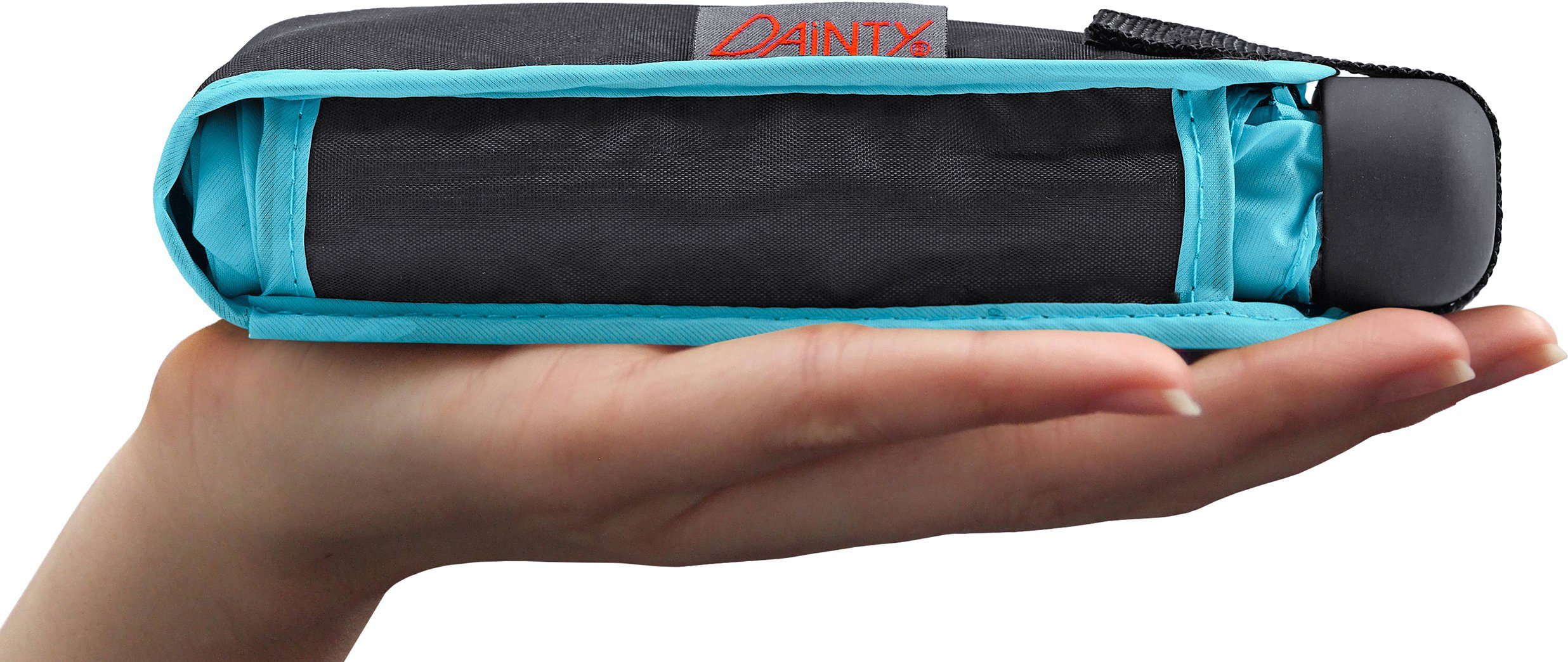EuroSCHIRM® Taschenregenschirm Dainty, hellblau, extra flach und kurz