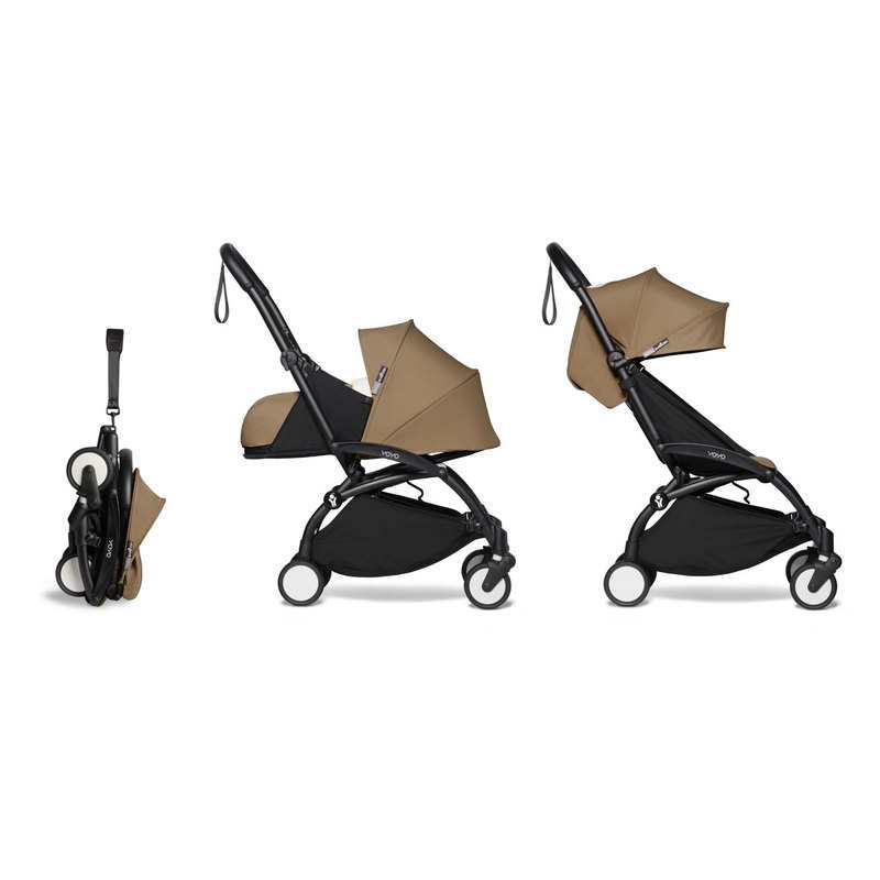 Poussette complète Yoyo2 châssis noir assise 0+ et 6+ toffee Babyzen