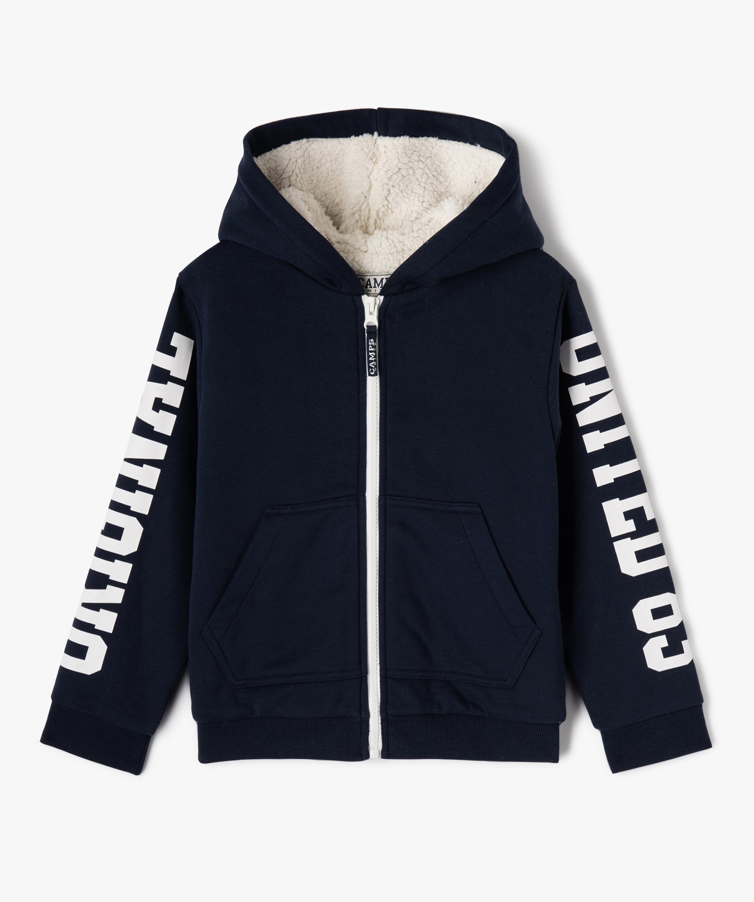 Sweat zippé doublure fourrure imitation Garçon - Camps United marine | GEMO