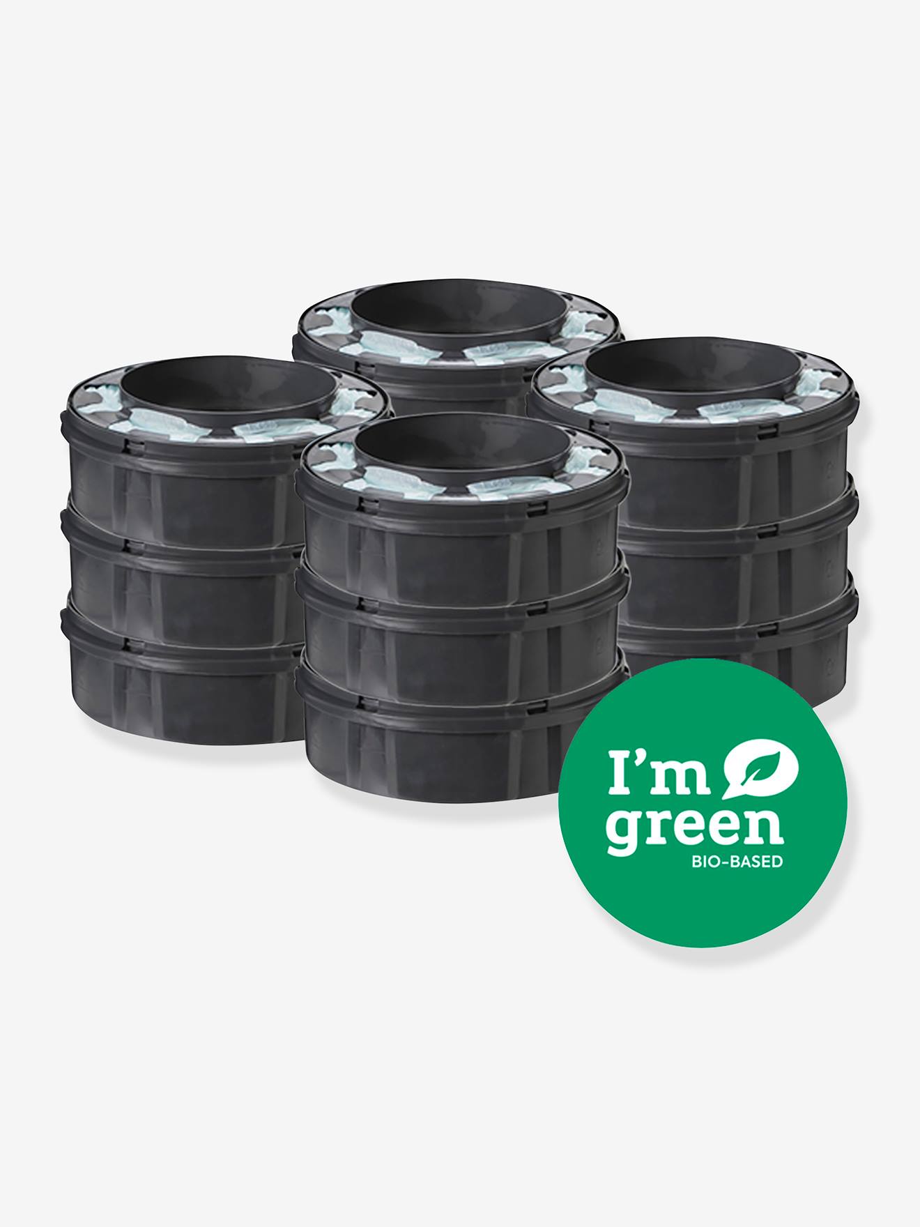 Lot de 12 recharges pour poubelles à couches Tec et Twist & Click TOMMEE TIPPEE Sangenic en plastique recyclé gris