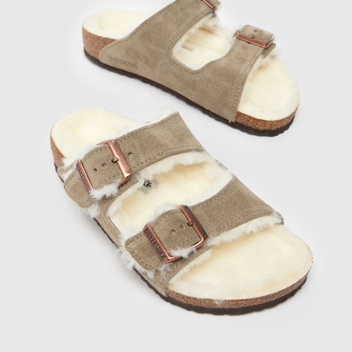 BIRKENSTOCK taupe arizonai báránybőr gyerek szandál