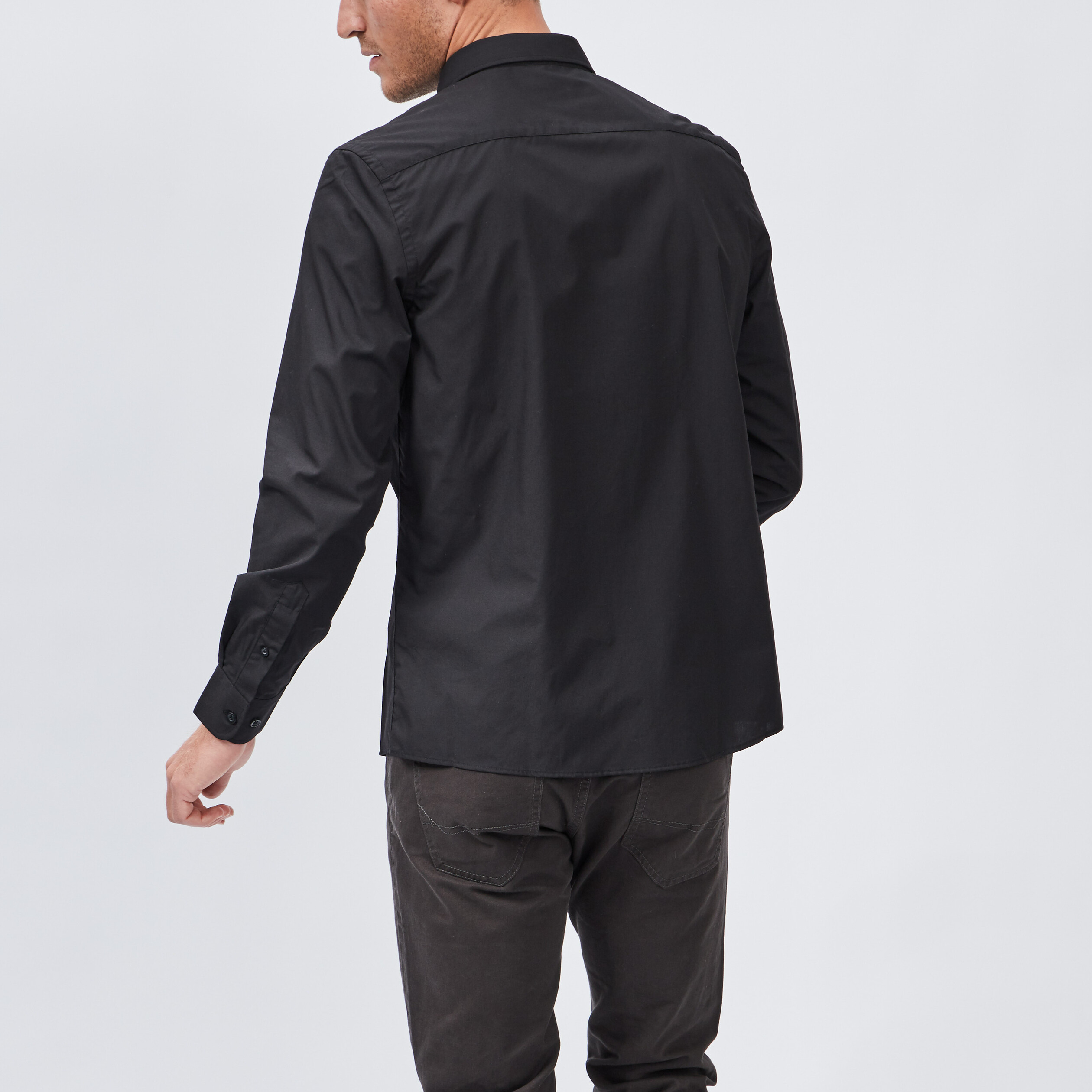 Chemise manches longues Studio noir homme | La Halle
