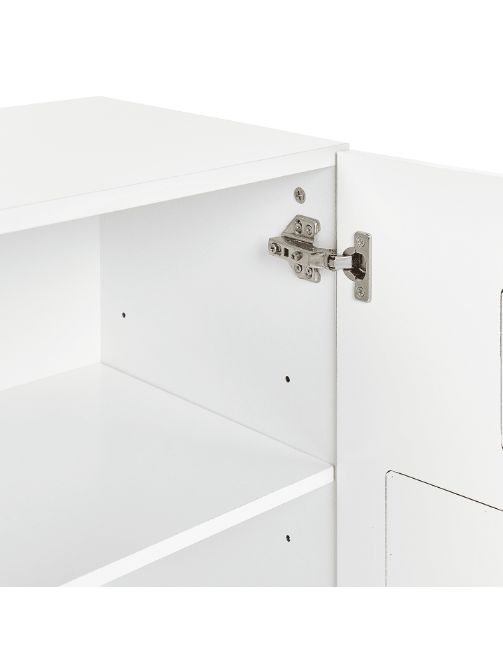 Beliani Sideboard CLOUDY in Weiß/Heller Holzfarbton - (W) 80 x (H) 65 x (L) 36 cm günstig kaufen onesize