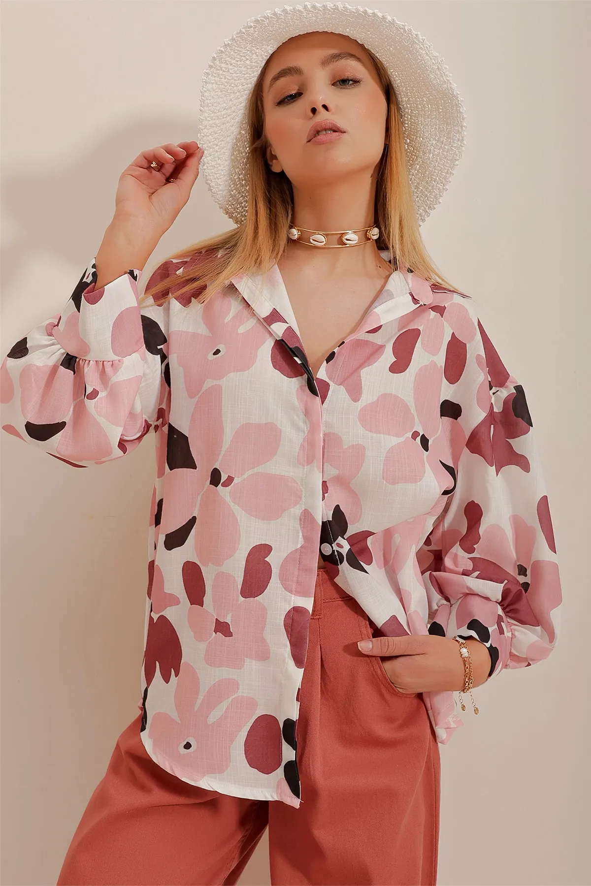 Trend Alaçatı Stili  Hemd - Orange - Regular Fit