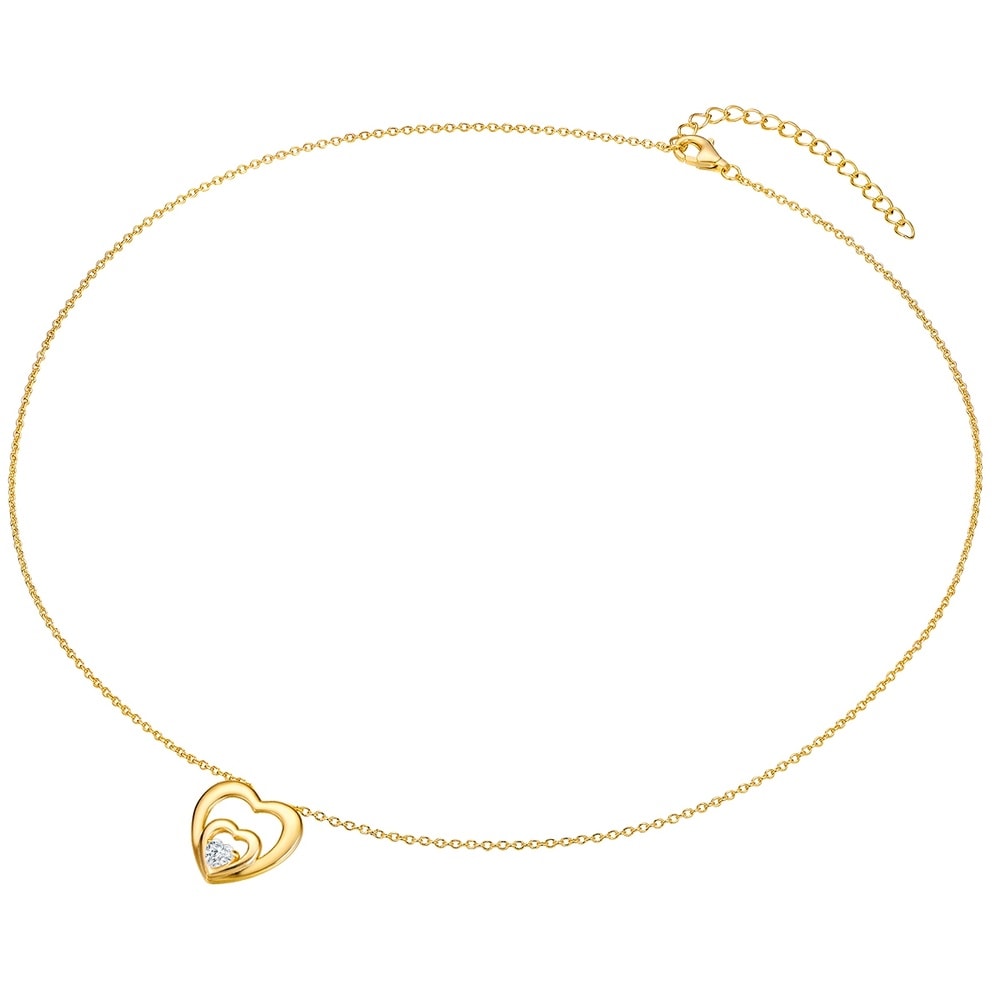 Rafaela Donata Chaîne Coeur Argent sterling Oxyde de zirconium (CZ) en Or jaune collier