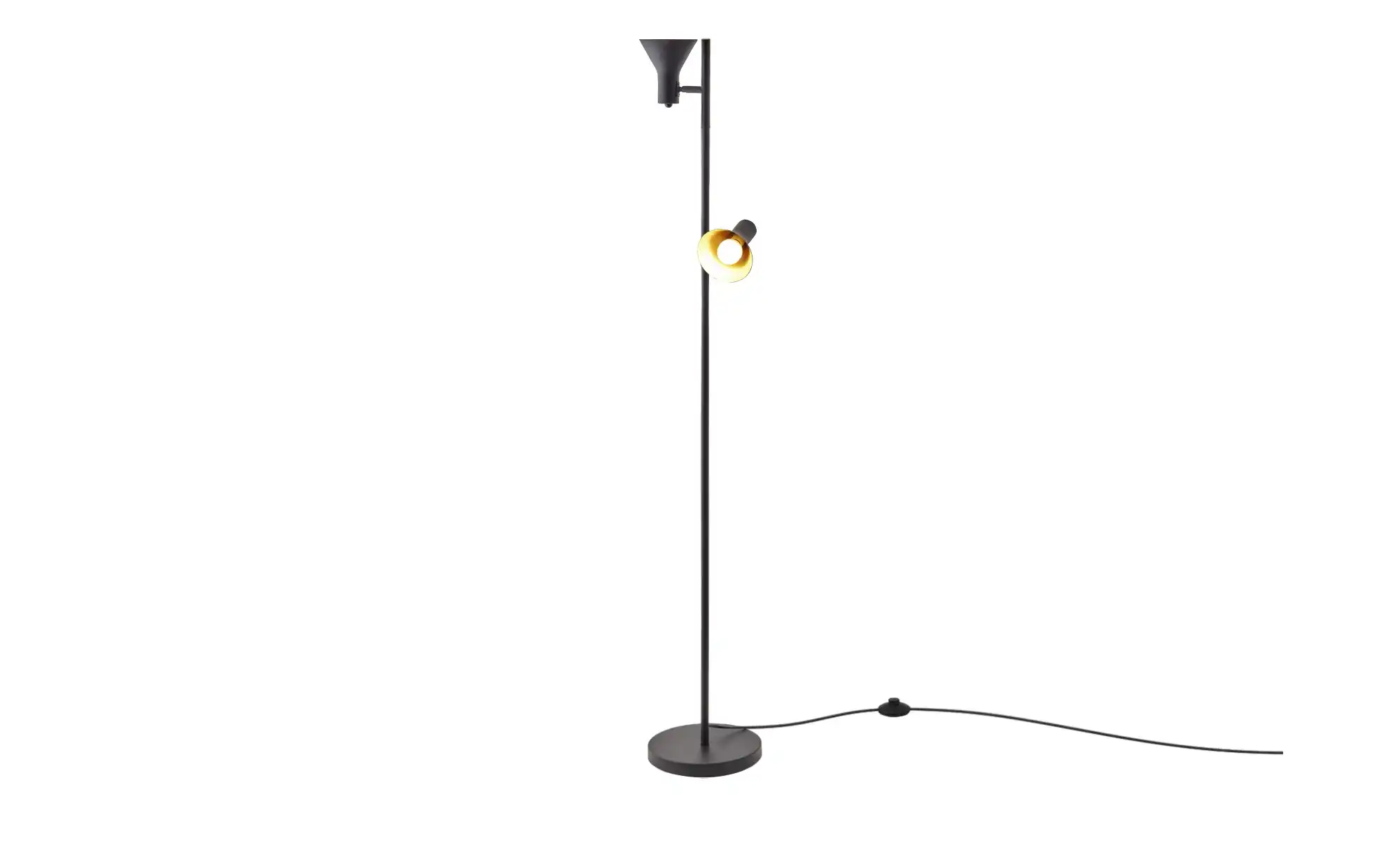Trio Stehleuchte, 2-flammig, schwarz/goldfarb.