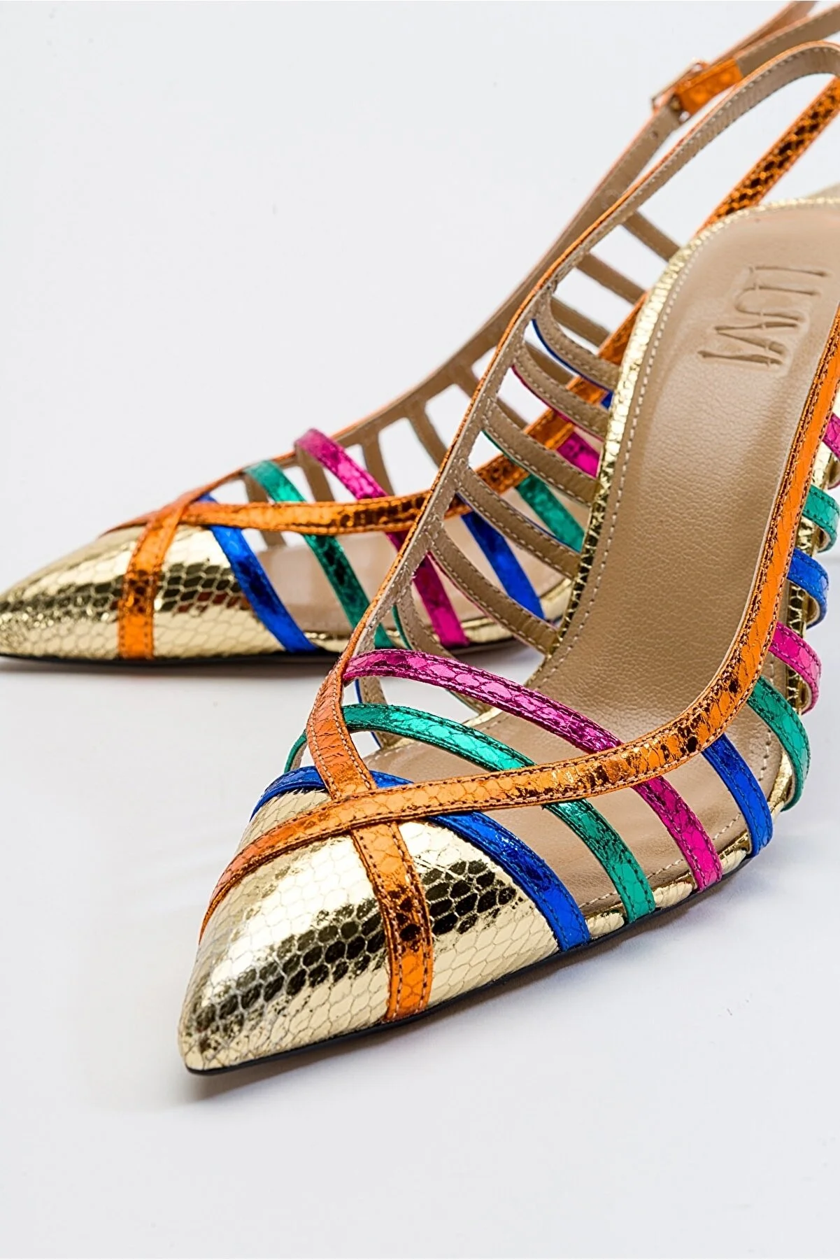 LuviShoes  Gesto Gold Multi Damen-Schuhe mit hohen Absätzen