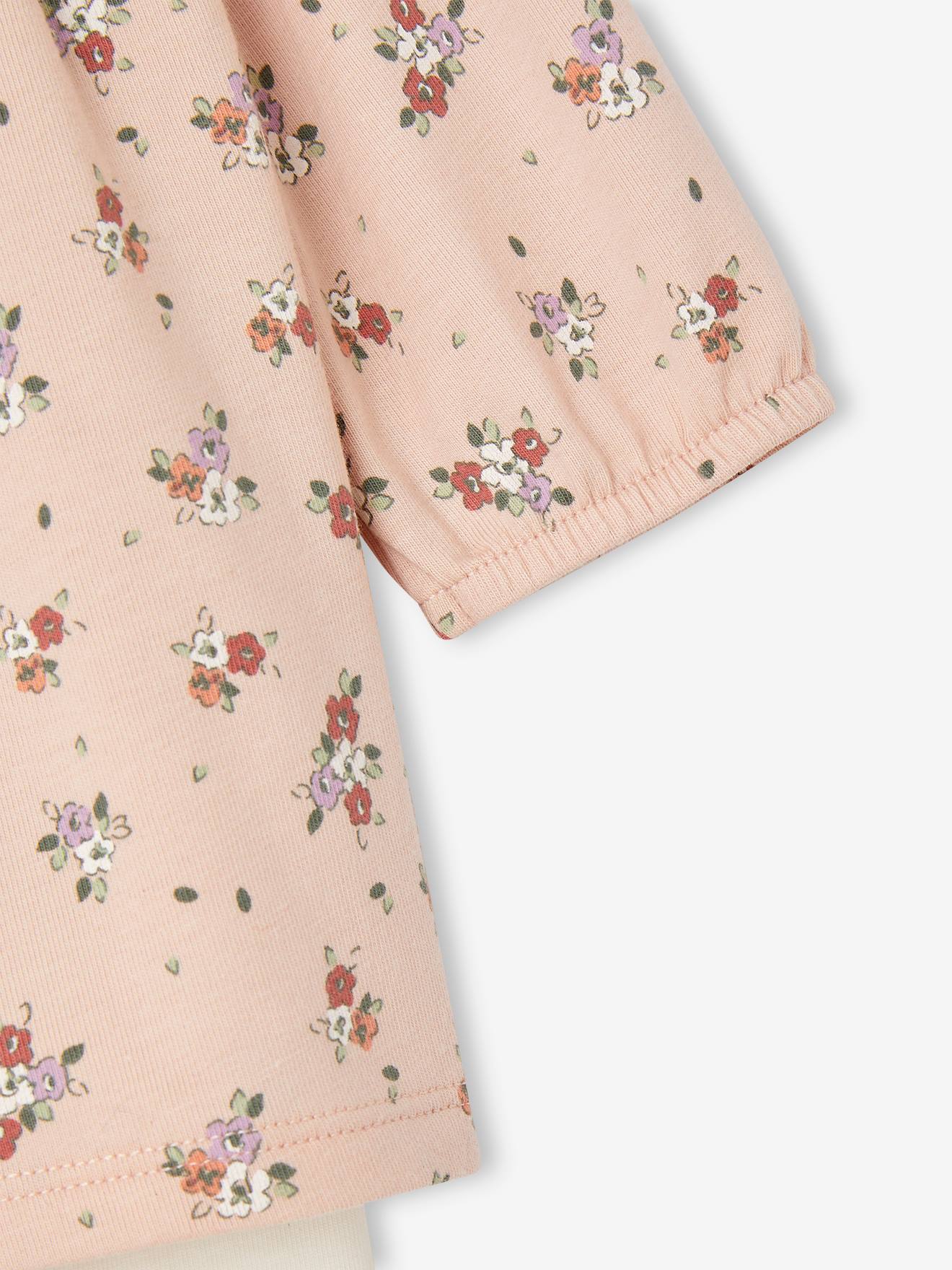 Vertbaudet Mädchen Baby Set aus Haarband, Kleid & Leggings Oeko Tex - pudrig rosa