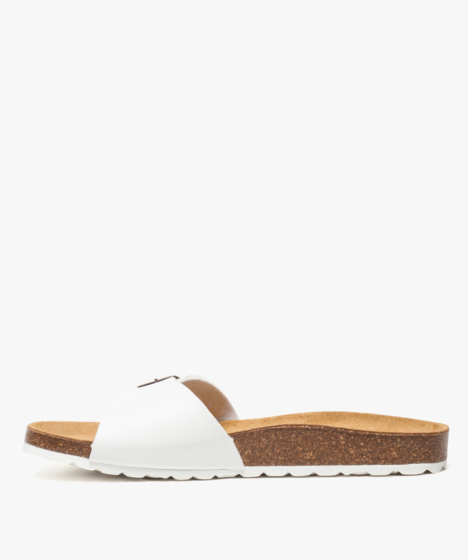 Sandales homme avec large bride à boucle blanc | GEMO