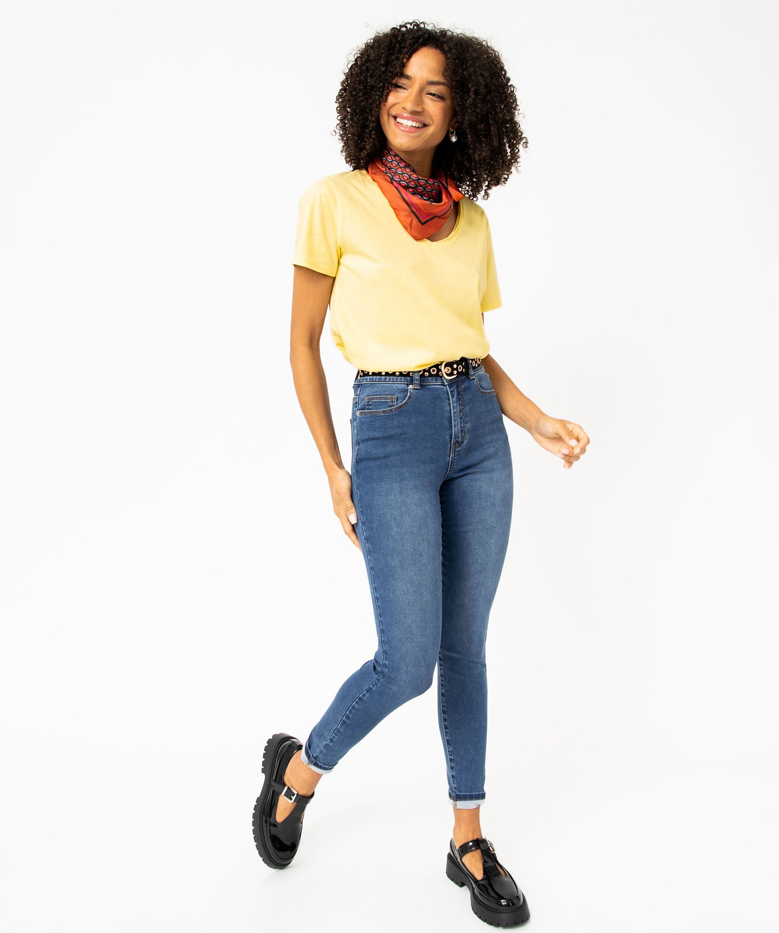 Jean Skinny taille haute stretch femme brut | GEMO