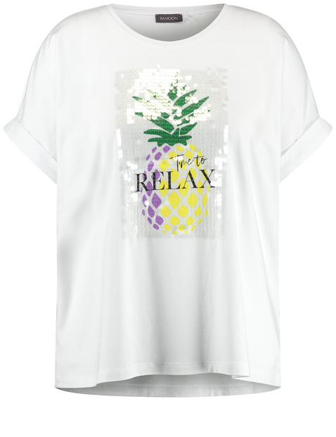 T-Shirt mit Frontprint und Pailletten-Dekor