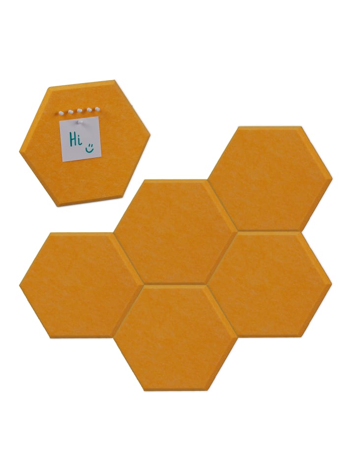relaxdays 6 x Filzpinnwand in Gelb - (B)30 x (H)26 x (T)0,9 cm günstig kaufen onesize