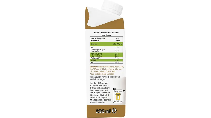 Freche Freunde Bio Haferdrink Banane & Kakao 250 ml