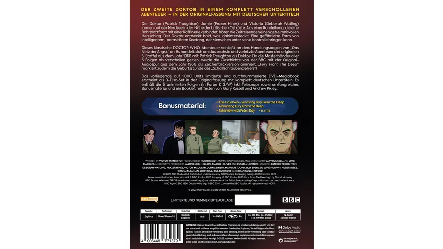 Doctor Who: Der Zweite Doktor - Fury From the Deep (Originalversion mit deutschen Untertiteln) LTD.  [3 DVDs]