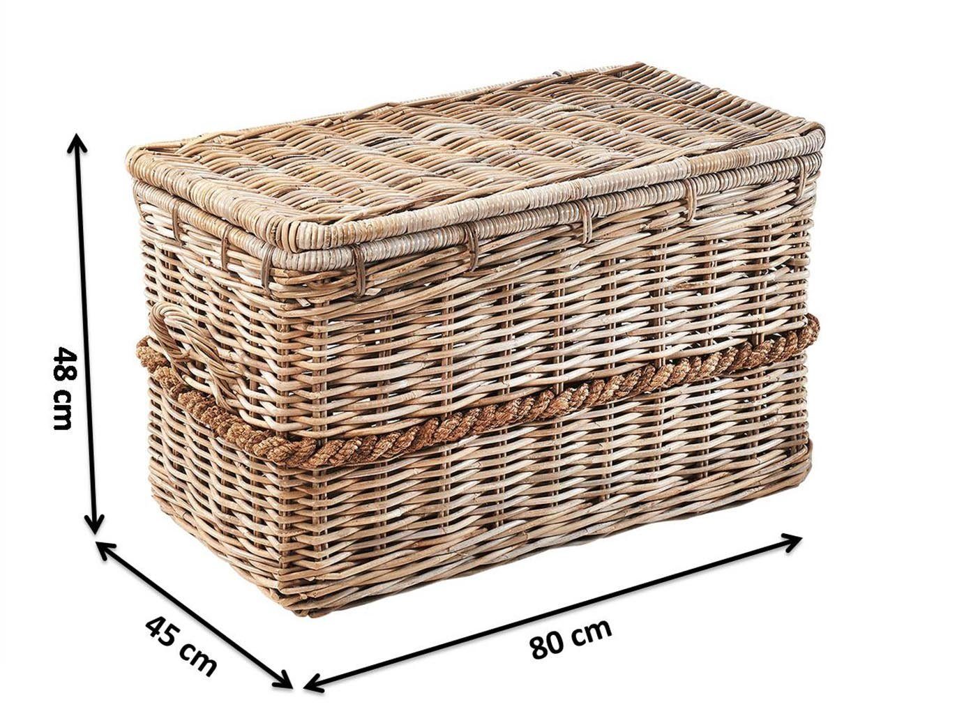 Kobolo Truhe Kiste aus Rattan Kubu Grey mit Deckel 80x45x48 cm