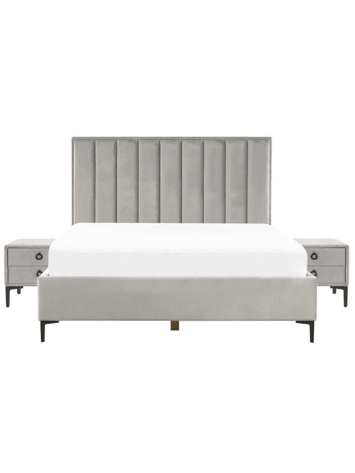 Beliani Schlafzimmer Set SEZANNE in Grau/Schwarz - (W) 190 x (H) 142 x (L) 215 cm günstig kaufen onesize