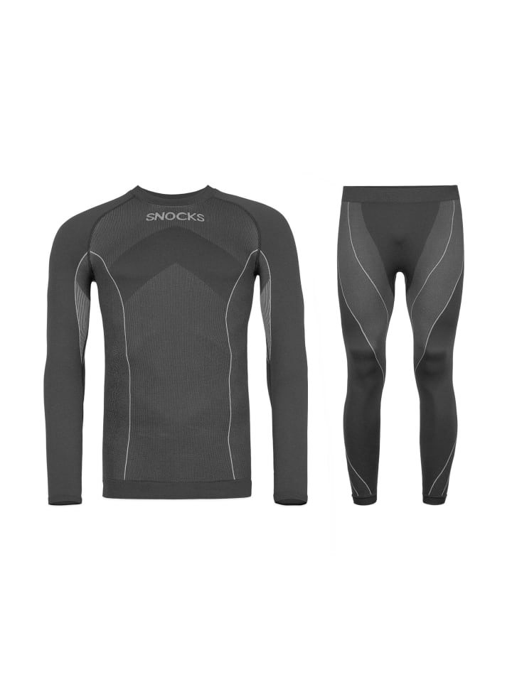 SNOCKS Thermounterwäsche mit Daumenloch 1 Set in Grau günstig kaufen