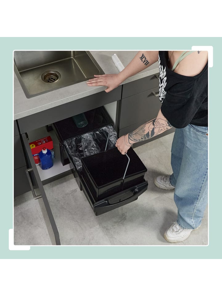 relaxdays Einbaumülleimer in Schwarz - 1x 15 l   2x 8 l günstig kaufen onesize
