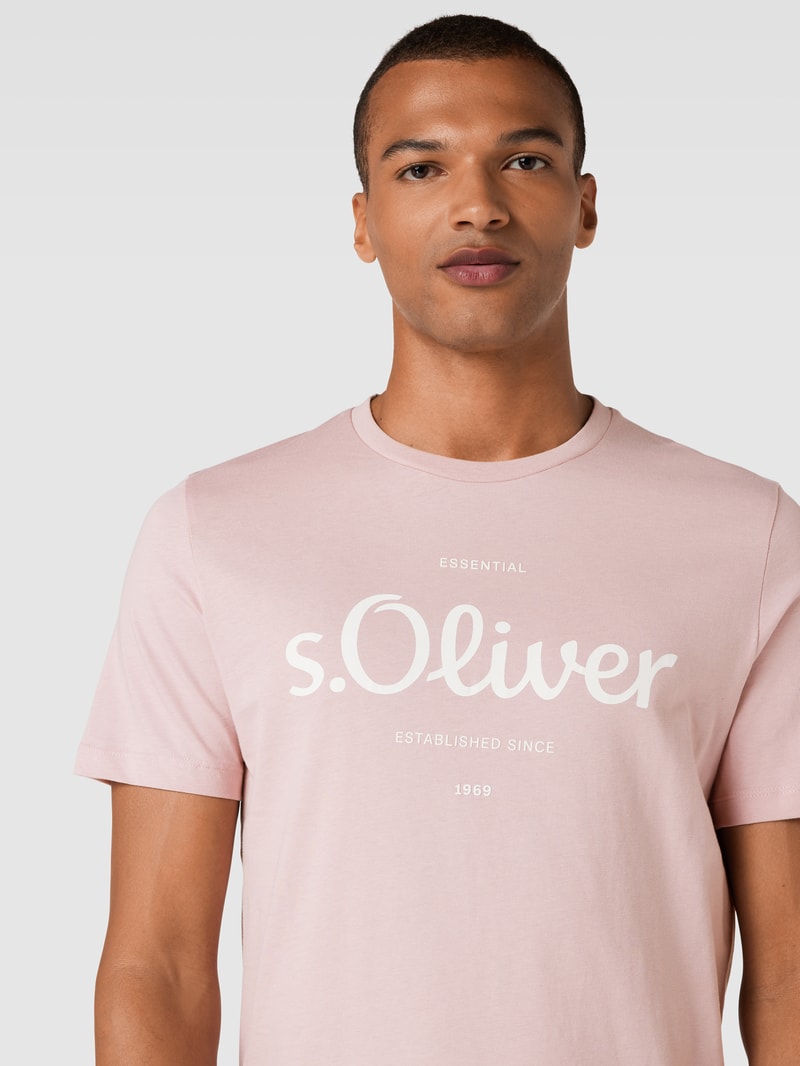 T-Shirt mit Label-Print in pink