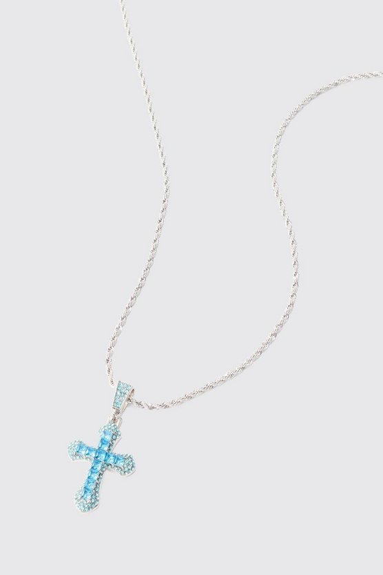 Blaue Kette mit Kreuz-Anhänger