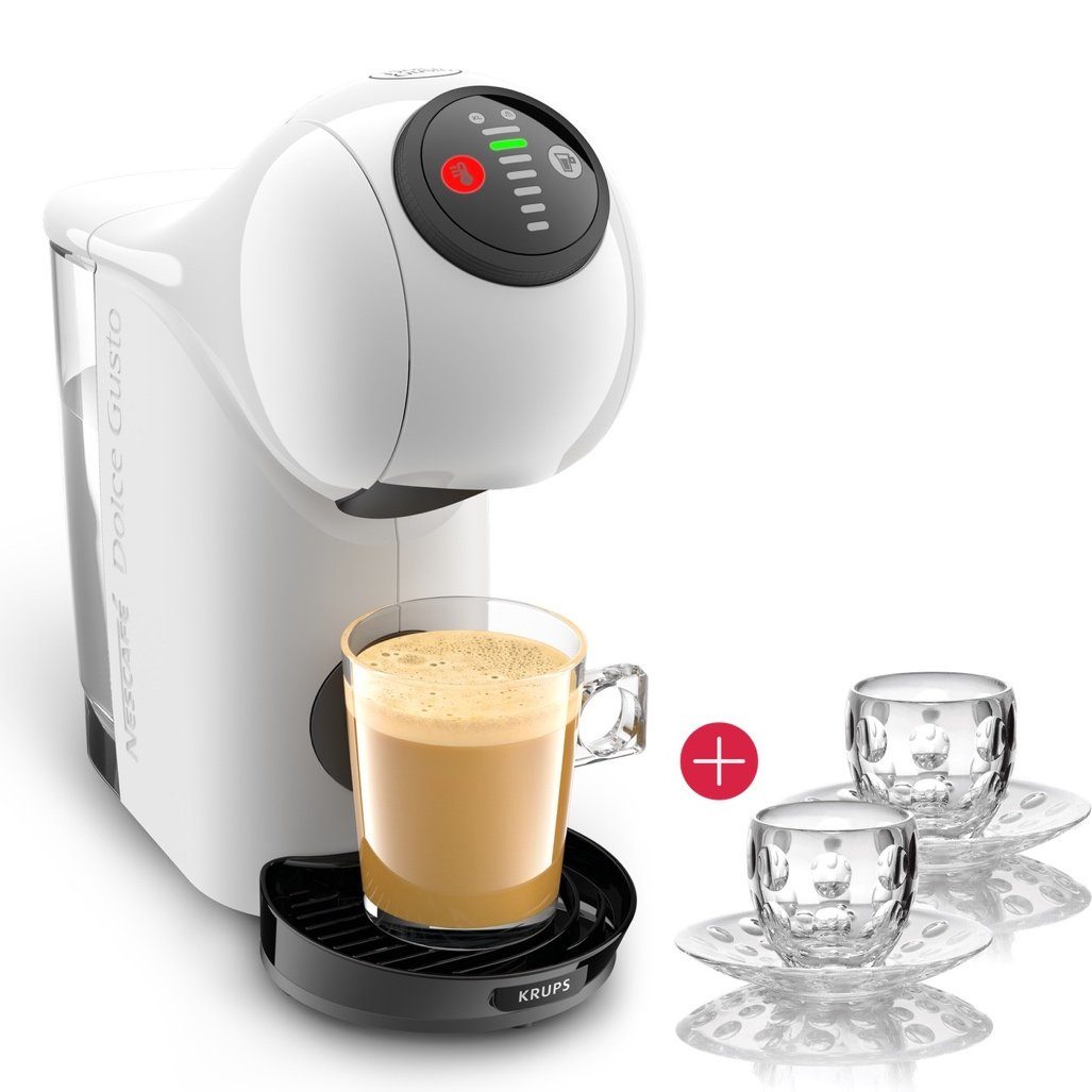 Krups Kapselmaschine Dolce Gusto Maschine Genio S KP2431 Kaffeekapselmaschine, 0,8L Wassertank, XL-Funktionalität + 2 Guzzini Espresso Tassen
