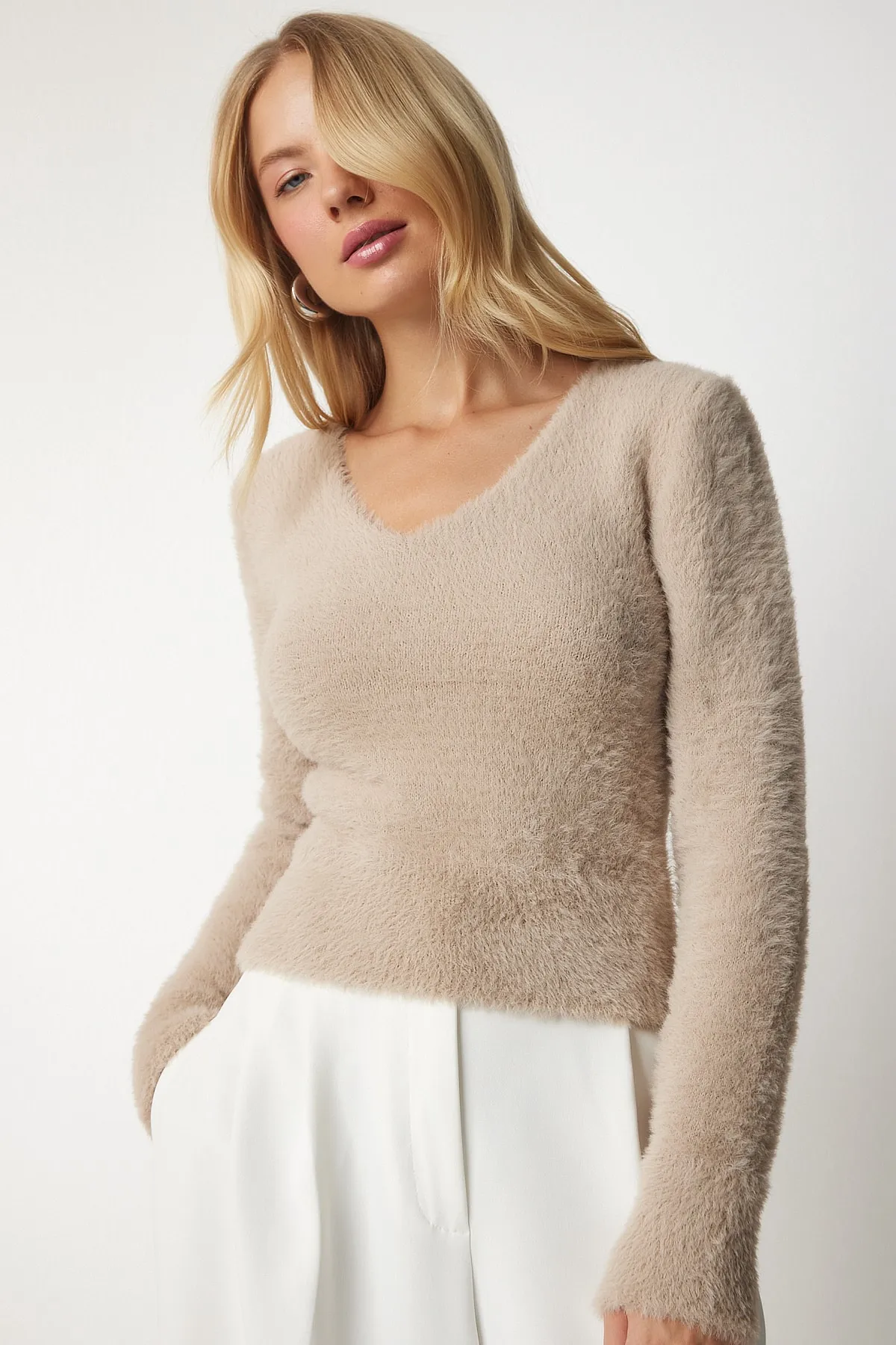 Happiness İstanbul  Pullover - Beige - Figurbetont