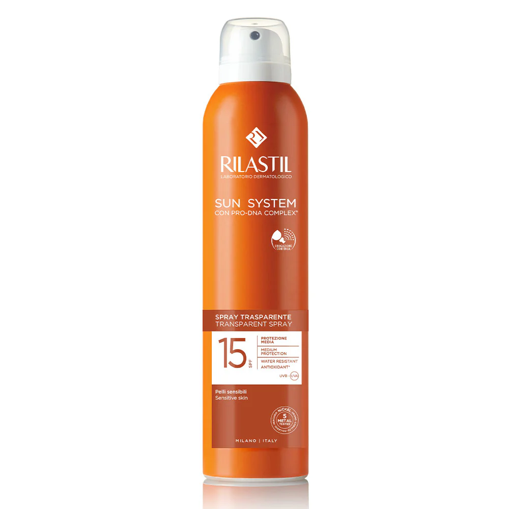 Sun System Transparent Spray SPF15 - Spray solar corporal de protección media.
