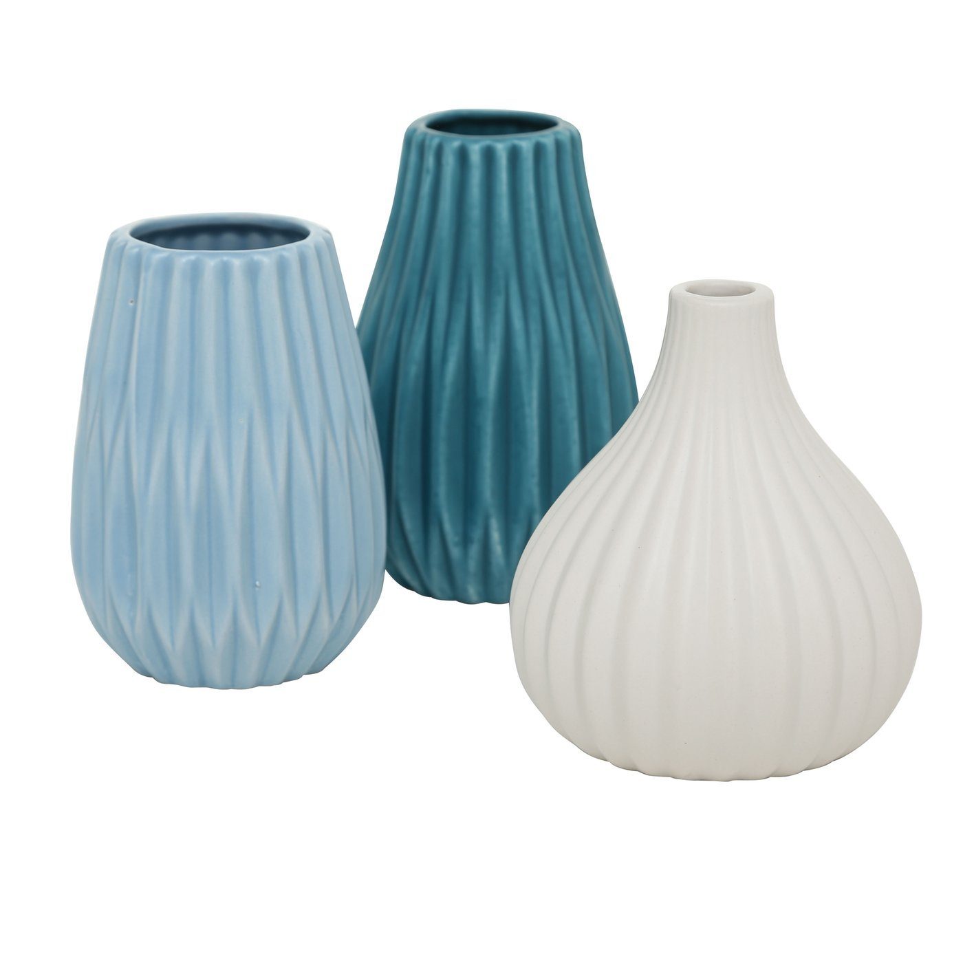 BOLTZE Dekovase Boltze, Blumenvase 3er-Set Wilma klein blau-weiß