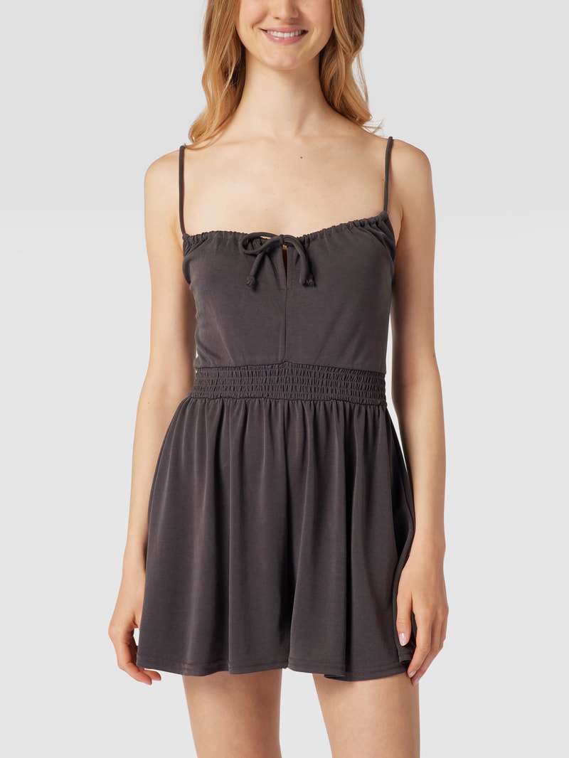 Playsuit mit Smok-Details in anthrazit
