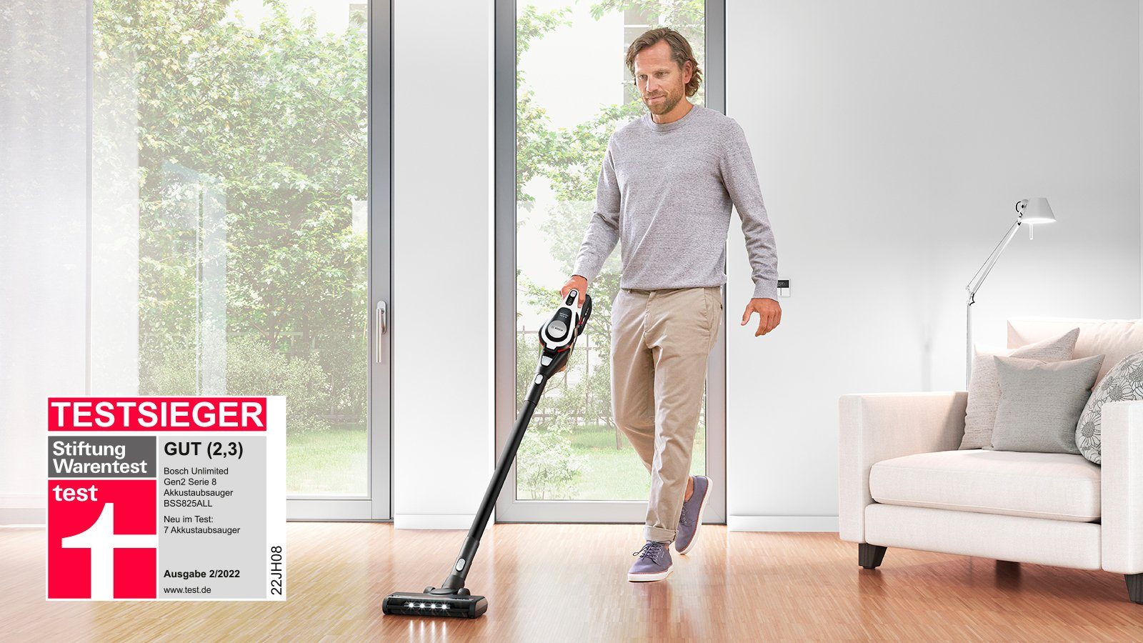 BOSCH Akku-Stielstaubsauger BSS825ALL Unlimited Serie 8 Gen2, beutellos, 45 Min. Laufzeit, inkl. umfangreichen Zubehör, Schnelladegerät