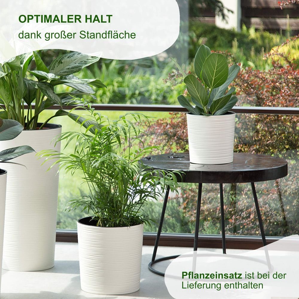 Heimwerkercenter Übertopf MePla - Kübel Malwa Strip - wetterfestes Pflanzgefäß - UV-beständiger Blumenkübel - Pflanzentopf - Kübel - ø19 cm - anthrazit