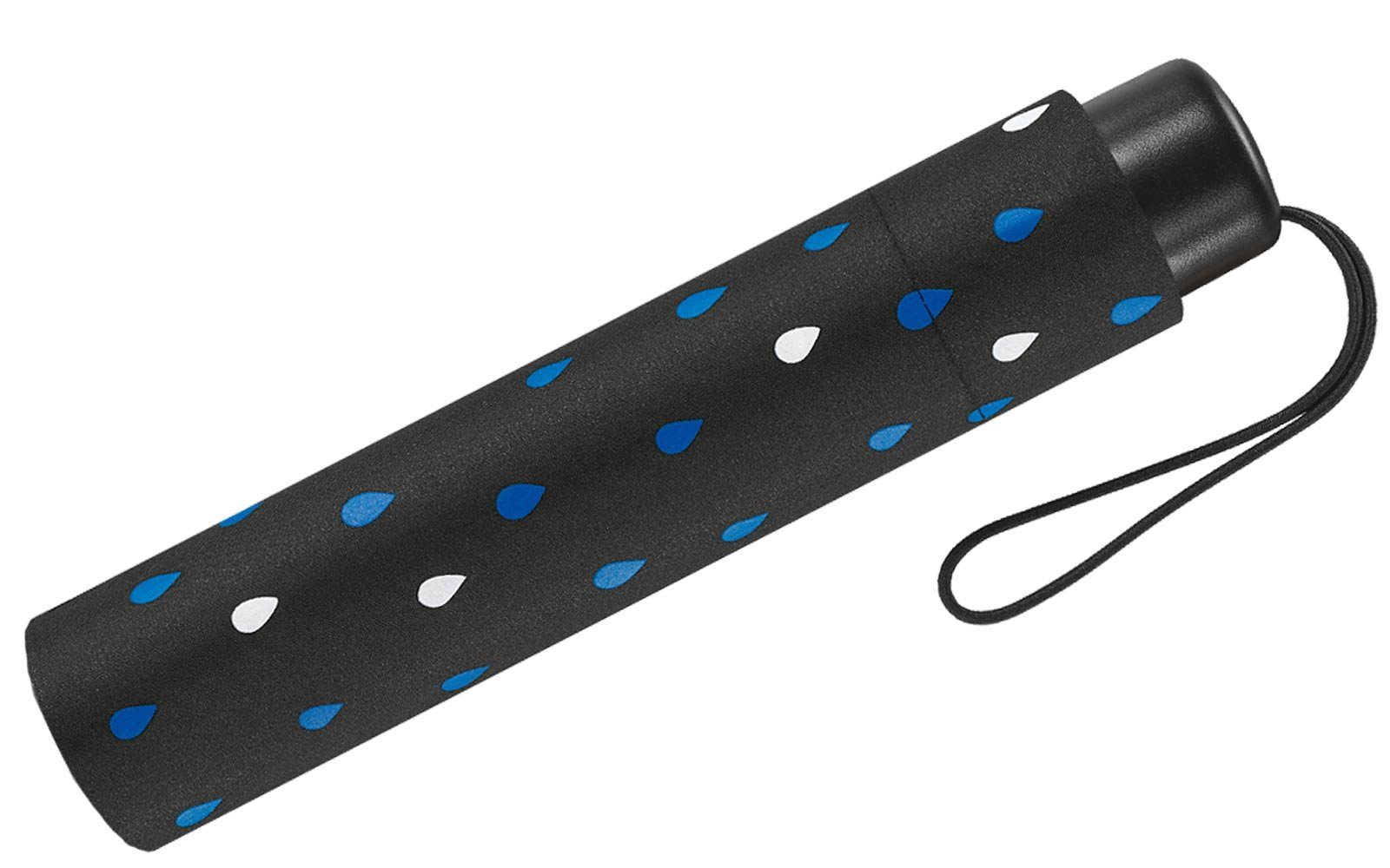 HAPPY RAIN Langregenschirm winziger Damen-Regenschirm mit Handöffner, die weißen Tropfen färben sich bei Nässe bunt