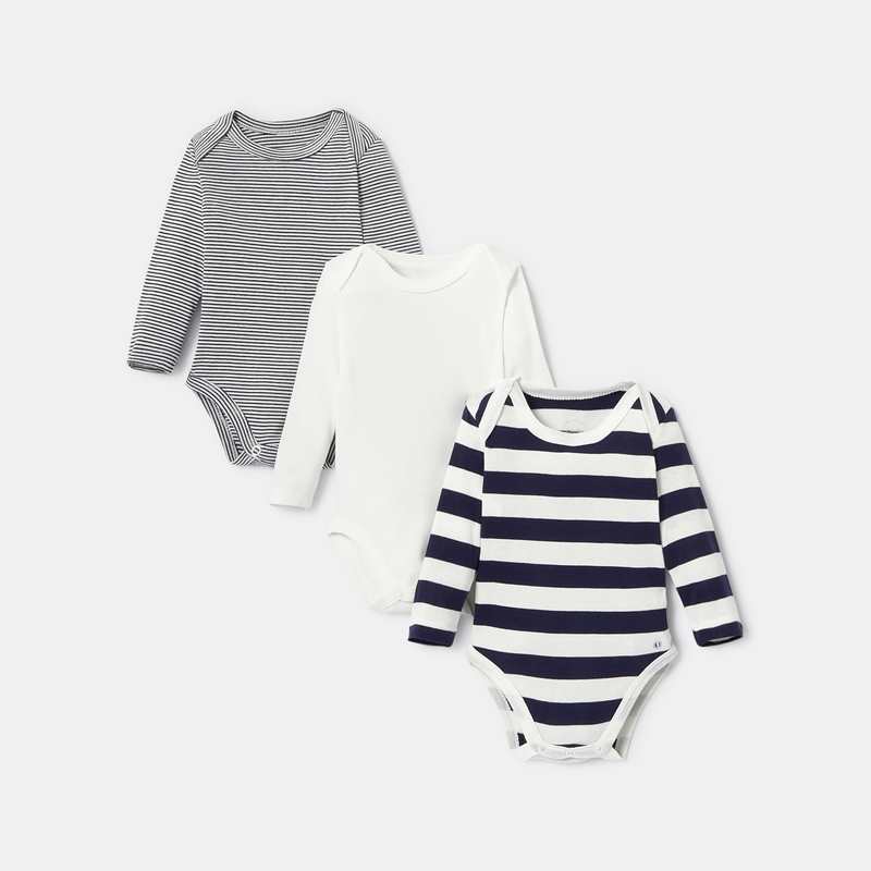 Bodies en jersey doux (lot de 3) bleu mixte Absorba
