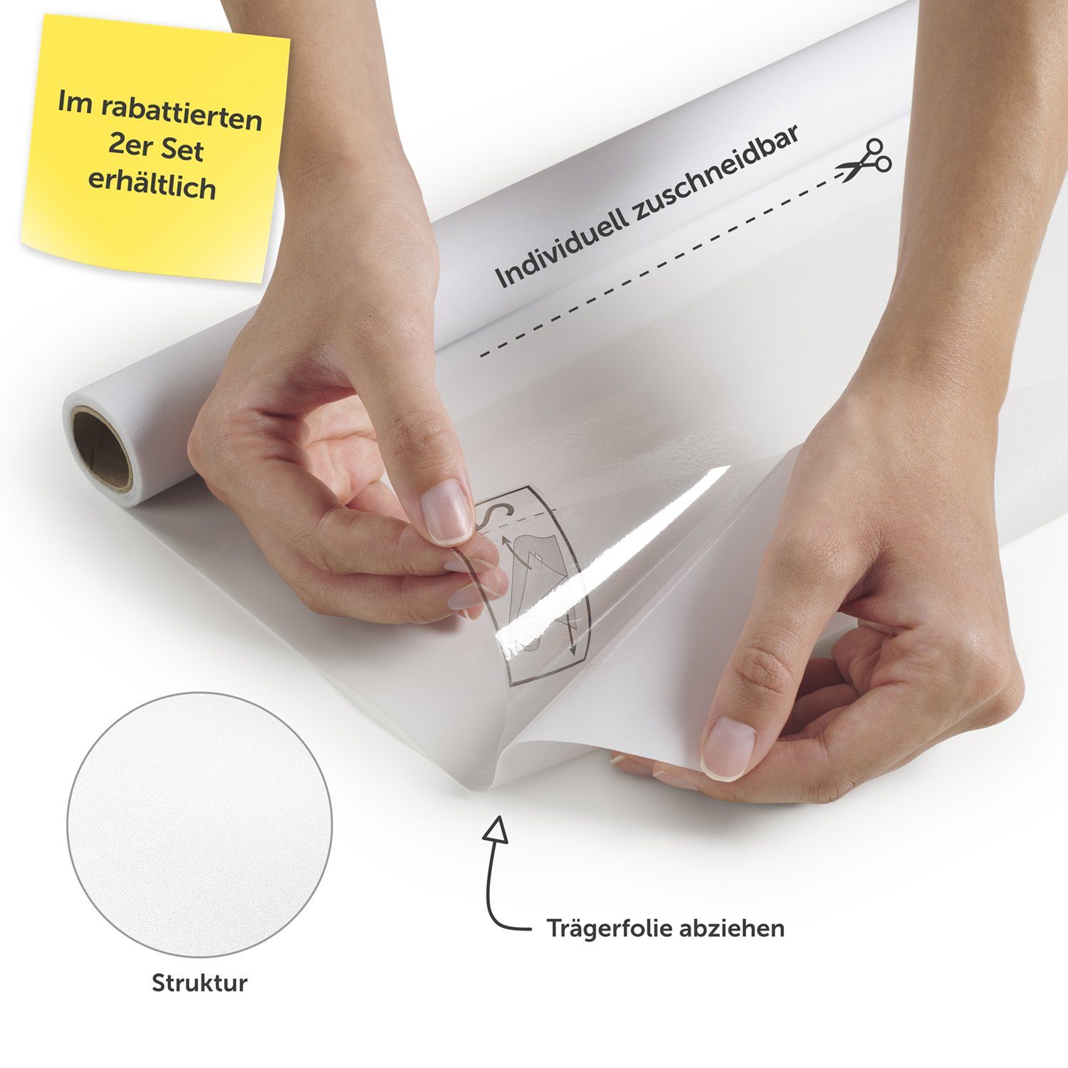 Fensterfolie Fensterfolie Blickdicht mit Milchglas-Effekt für Privatsphäre, Blumtal, blickdicht, zuschneidbar, UV-Schutz bei Fenstern, Duschkabinen und Co.